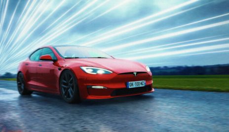 La Tesla Model S Plaid en mode Dragster // Source : Thomas Ancelle pour Numerama