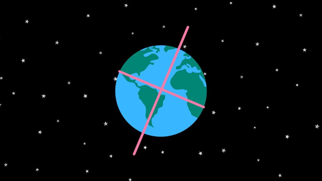 L'axe de rotation terrestre est incliné. // Source : Canva L'axe de rotation terrestre est incliné. // Source : Canva
