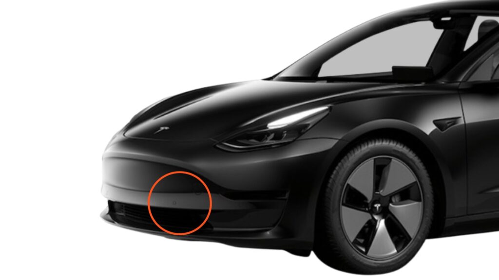 La Tesla Model 3 avec système d'ultrason // Source : Tesla La Tesla Model 3 avec système d'ultrason // Source : Tesla