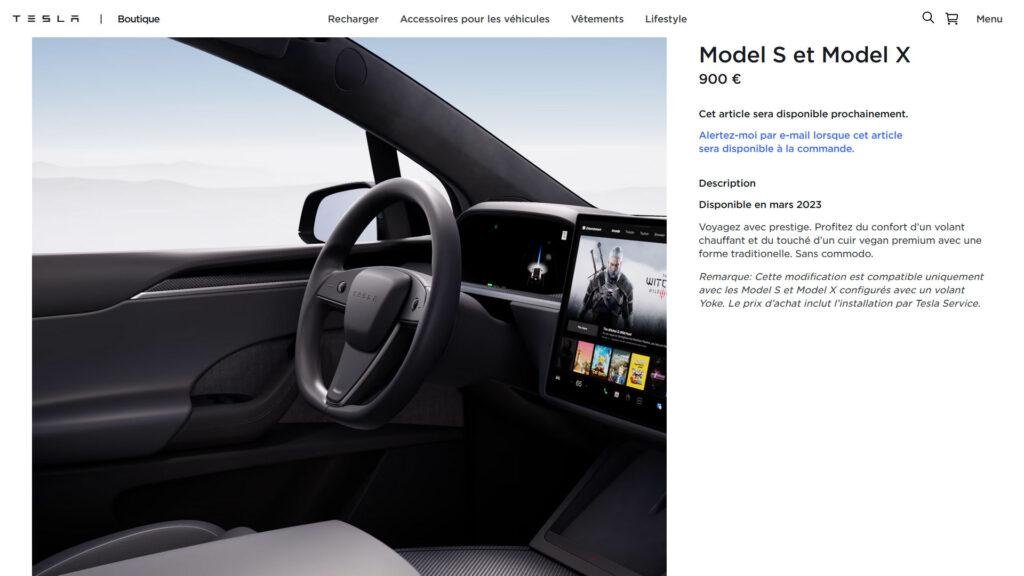 Volant rond pour Model S et X en après-vente // Source : site Tesla France Volant rond pour Model S et X en après-vente // Source : site Tesla France
