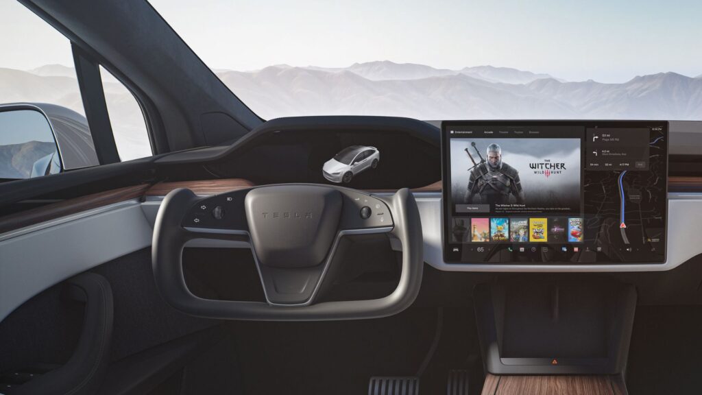 Volant Yoke dans la Model X. // Source : Tesla Volant Yoke dans la Model X. // Source : Tesla