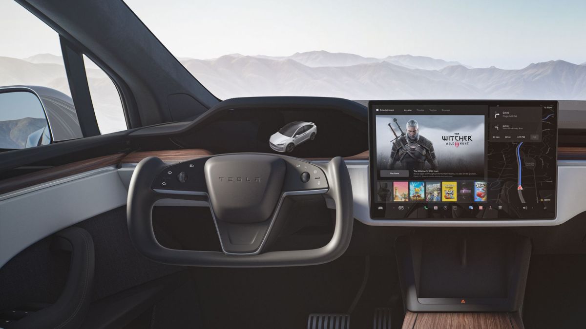 Volant Yoke dans la Model X. // Source : Tesla Volant Yoke dans la Model X. // Source : Tesla