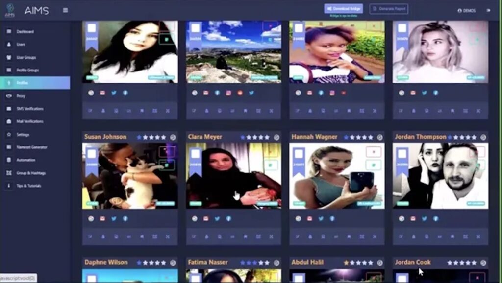 Capture d'écran des faux profils créés par le logiciel Aims de la société israélienne Team Jorge, partagés par les journalistes // Source : francetvinfo Capture d'écran des faux profils créés par le logiciel Aims de la société israélienne Team Jorge, partagés par les journalistes // Source : francetvinfo