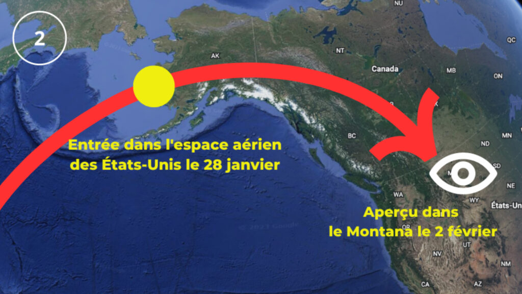 Il entre dans l'espace aérien des États-Unis le 28 janvier au dessus de l'Alaska.s // Source : Numerama Il entre dans l'espace aérien des États-Unis le 28 janvier au dessus de l'Alaska.s // Source : Numerama