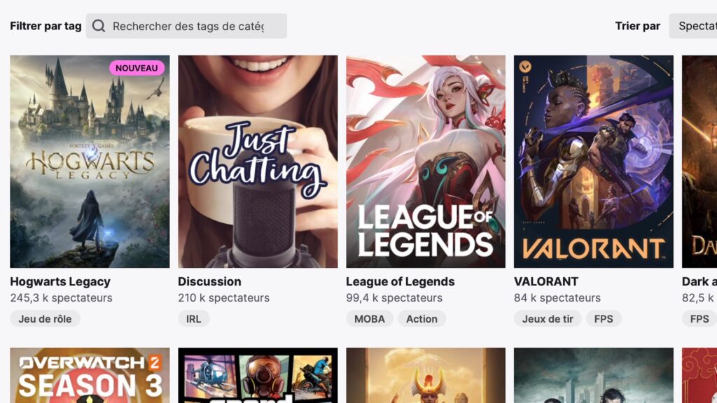 La homepage de Twitch le 8 février // Source : Capture d'écran La homepage de Twitch le 8 février // Source : Capture d'écran