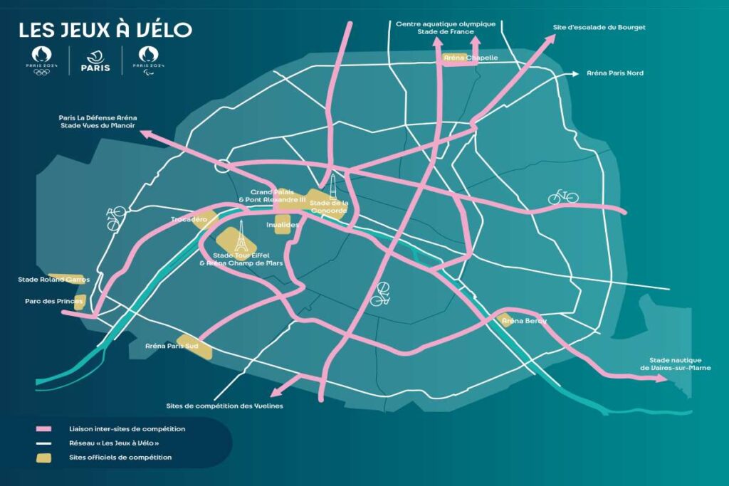 Pistes cyclables pour les JO de Paris 2024 // Source : Ville de Paris Pistes cyclables pour les JO de Paris 2024 // Source : Ville de Paris