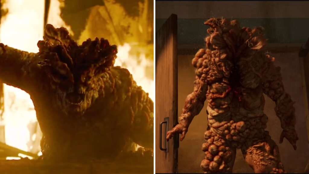 À gauche, le colosse dans la série, à droite, dans le jeu. // Source : NaughtyDog/HBO À gauche, le colosse dans la série, à droite, dans le jeu. // Source : NaughtyDog/HBO