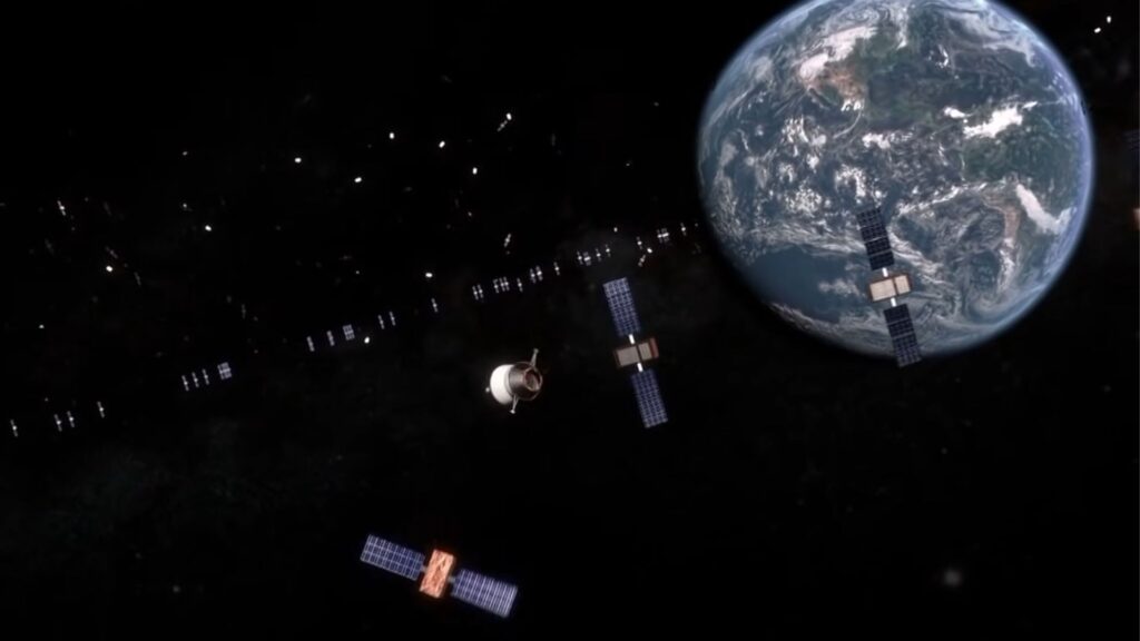 L'orbite est jonchée d'objets dont des débris. // Source : Capture d'écran YouTube ESA L'orbite est jonchée d'objets dont des débris. // Source : Capture d'écran YouTube ESA
