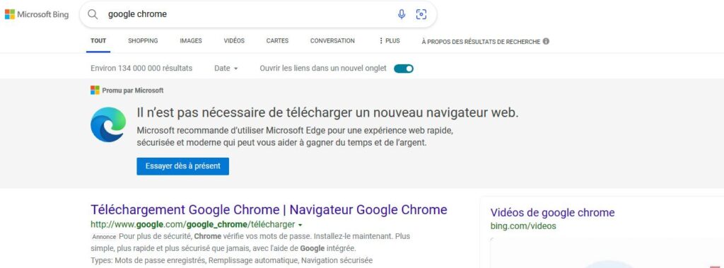 Google Chrome dans Edge Google Chrome dans Edge