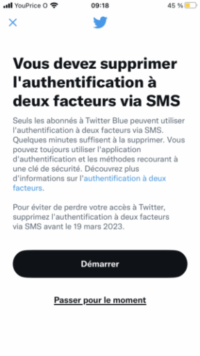 L’authentification à deux facteur sur Twitter // Source : Capture d'écran L’authentification à deux facteur sur Twitter // Source : Capture d'écran