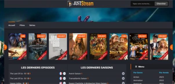 JustStream, encore en ligne, propose plein de films encore au cinéma en screeners. // Source : Capture Numerama JustStream, encore en ligne, propose plein de films encore au cinéma en screeners. // Source : Capture Numerama