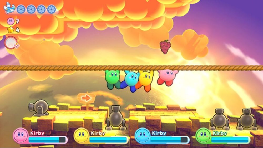 4 Kirby peuvent jouer ensemble dans Kirby's Return to Land Dream Deluxe // Source : Nintendo 4 Kirby peuvent jouer ensemble dans Kirby's Return to Land Dream Deluxe // Source : Nintendo