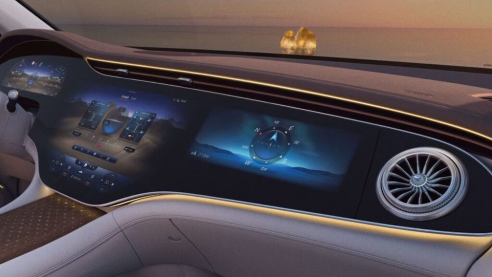 Tableau de bord de la Mercedes EQS SUV // Source : Mercedes Tableau de bord de la Mercedes EQS SUV // Source : Mercedes