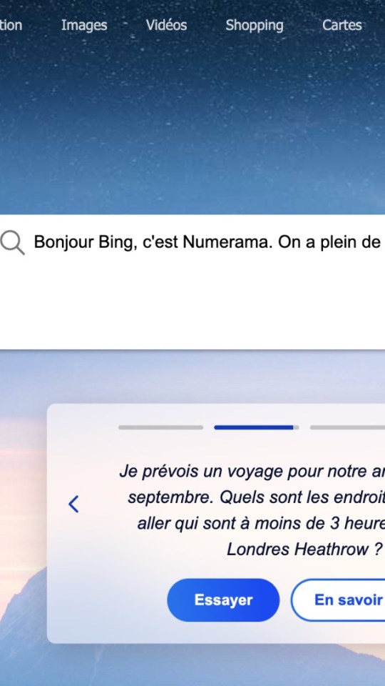 Microsoft Bing // Source : Capture Numerama