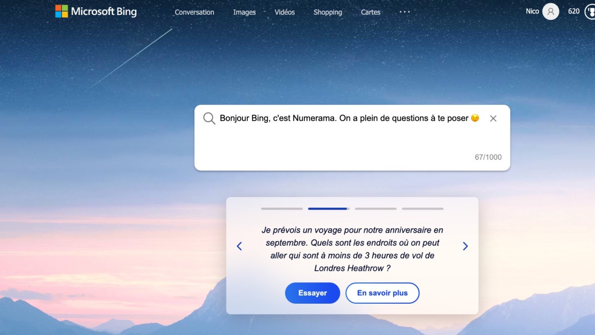 Microsoft Bing // Source : Capture Numerama Microsoft Bing // Source : Capture Numerama