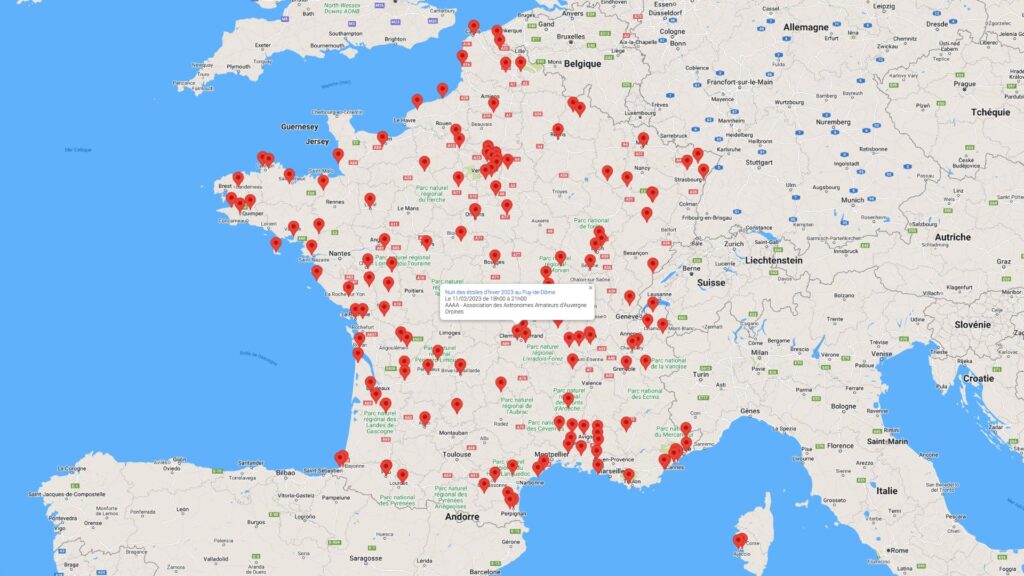 Les événements prévus pendant les Nuits des étoiles d'hiver. // Source : Capture d'écran AFA Les événements prévus pendant les Nuits des étoiles d'hiver. // Source : Capture d'écran AFA