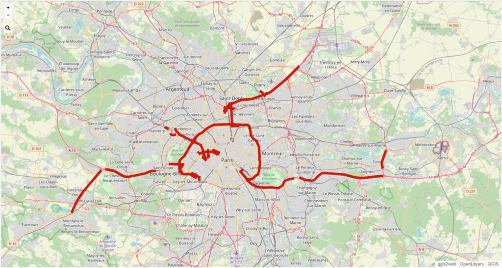 Carte des axes concernés par les restrictions de circulation du 1er juillet au 15 septembre 2024 // Source : Interlud Carte des axes concernés par les restrictions de circulation du 1er juillet au 15 septembre 2024 // Source : Interlud