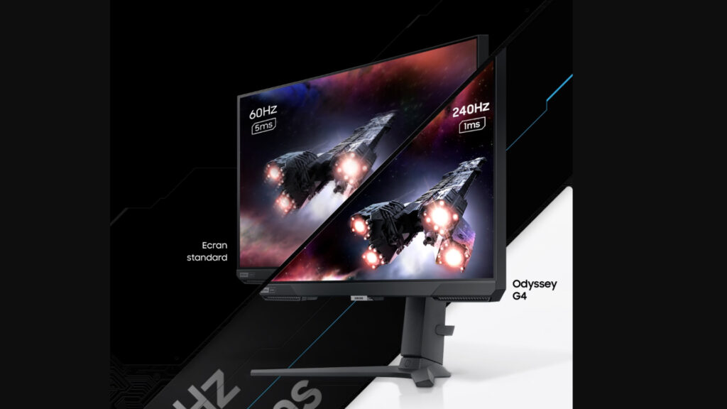 Le taux de rafraissihement du Odyssey G4 est de 240Hz // Source : Samsung Le taux de rafraissihement du Odyssey G4 est de 240Hz // Source : Samsung