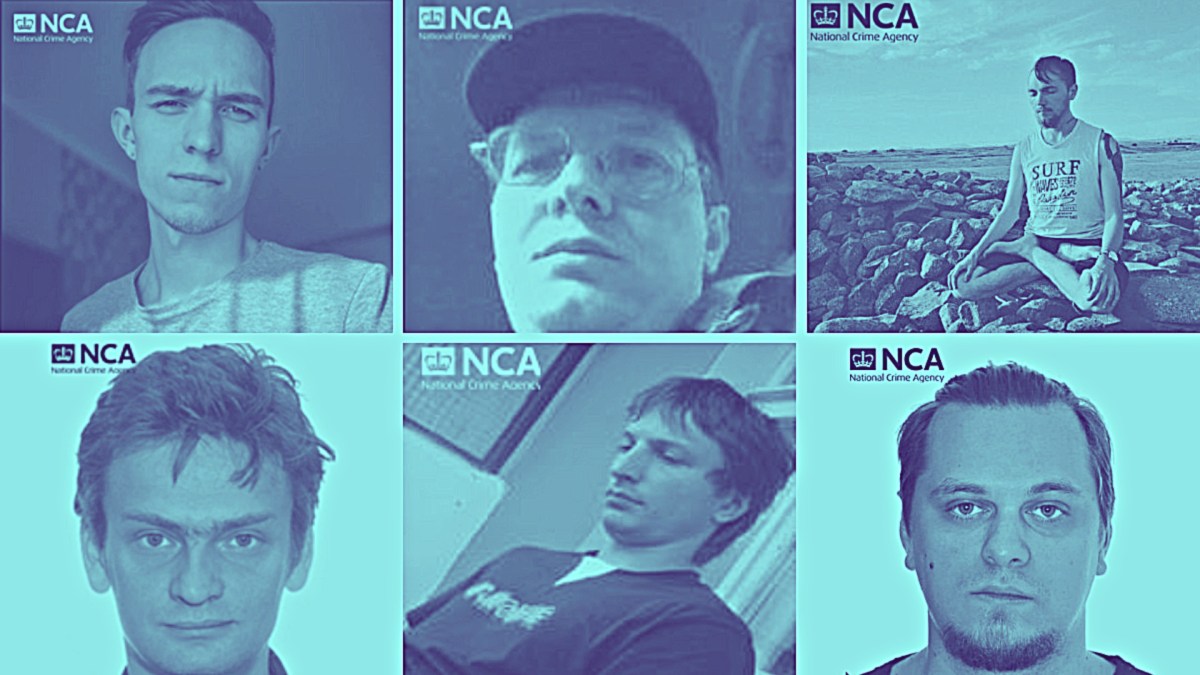 Six des sept hackers criminels sanctionnés. // Source : National Crime Agency Six des sept hackers criminels sanctionnés. // Source : National Crime Agency