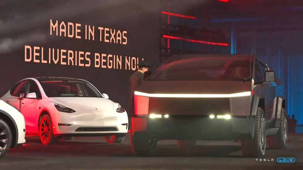 Le prototype de Cybertruck en avril 2022 // Source : Capture Video Tesla Le prototype de Cybertruck en avril 2022 // Source : Capture Video Tesla