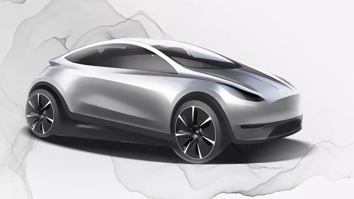 Croquis d'un petit modèle inexistant de Tesla // Source : Tesla - Wechat Croquis d'un petit modèle inexistant de Tesla // Source : Tesla - Wechat