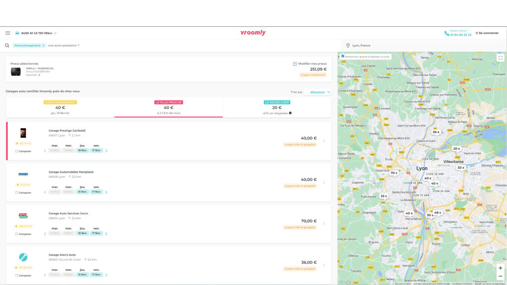 Vroomly dispose de près de 5 000 garagistes partenaires répartis sur le territoire français // Source : Vroomly Vroomly dispose de près de 5 000 garagistes partenaires répartis sur le territoire français // Source : Vroomly