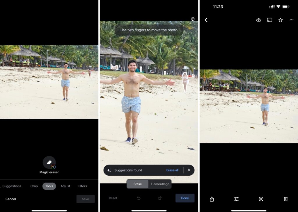 Google Photos détecte automatiquement les personnes qu’il peut supprimer. Autrement, il suffit d’entourer n’importe quel endroit. // Source : Numerama Google Photos détecte automatiquement les personnes qu’il peut supprimer. Autrement, il suffit d’entourer n’importe quel endroit. // Source : Numerama