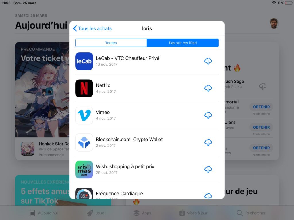 La section Mes achats liste tout le contenu téléchargé dans le passé, y compris celui retiré de l'App Store. // Source : Capture Numerama La section Mes achats liste tout le contenu téléchargé dans le passé, y compris celui retiré de l'App Store. // Source : Capture Numerama
