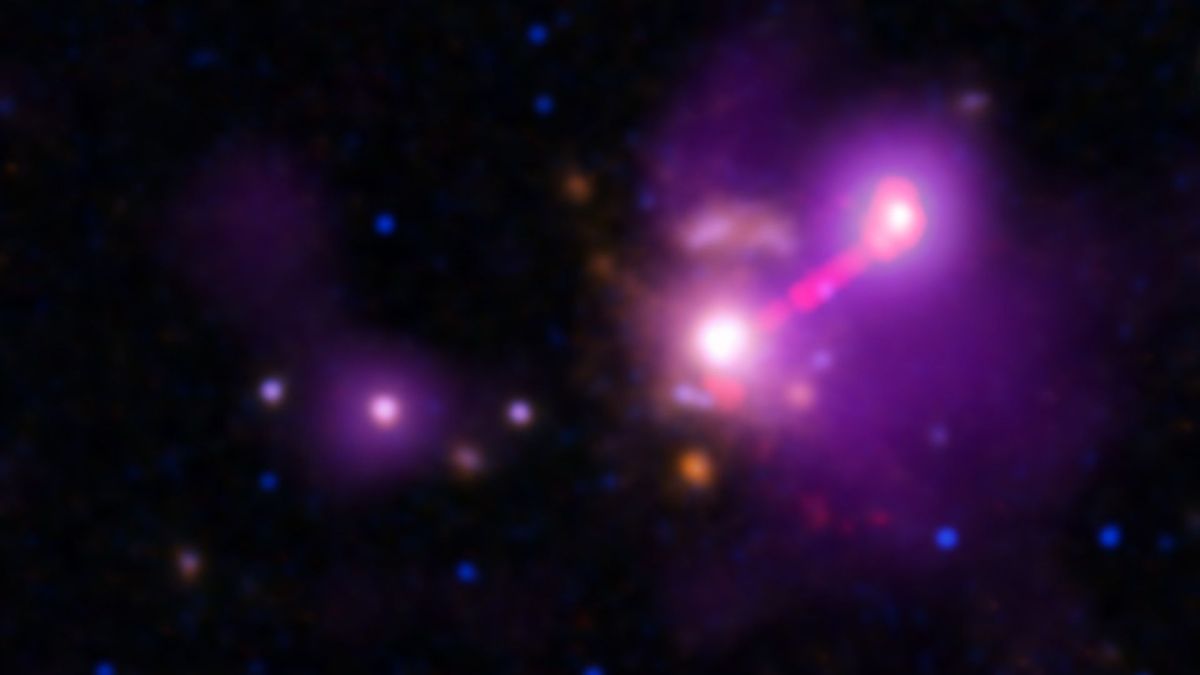 La galaxie 3C 297. // Source : X-ray: NASA/CXC/Univ. of Torino/V. Missaglia et al.; Optical: NASA/ESA/STScI & International Gemini Observatory/NOIRLab/NSF/AURA; Infrared: NASA/ESA/STScI; Radio: NRAO/AUI/NSF La galaxie 3C 297. // Source : X-ray: NASA/CXC/Univ. of Torino/V. Missaglia et al.; Optical: NASA/ESA/STScI & International Gemini Observatory/NOIRLab/NSF/AURA; Infrared: NASA/ESA/STScI; Radio: NRAO/AUI/NSF