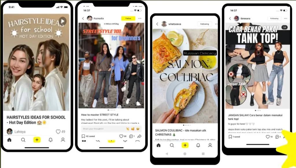 L'interface de Lemon8 est très similaire à celle d'Instagram. // Source : ByteDance L'interface de Lemon8 est très similaire à celle d'Instagram. // Source : ByteDance