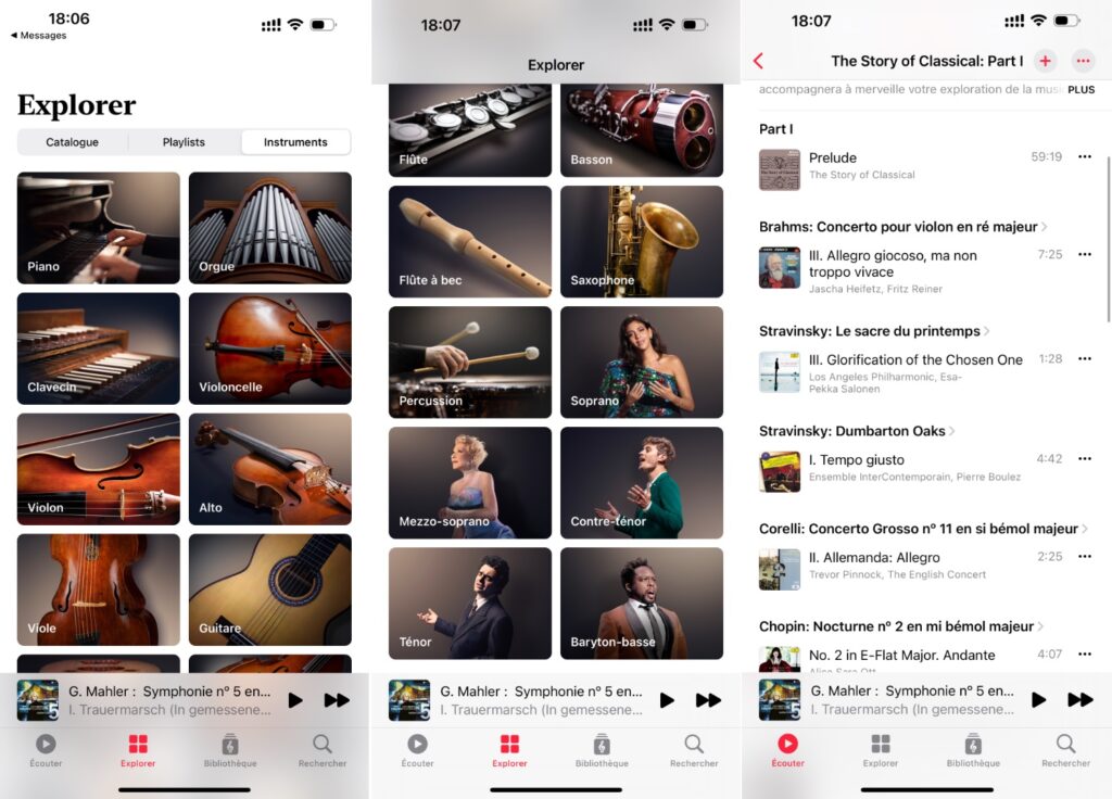 Apple Music propose d'explorer la musique grâce à plusieurs univers. // Source : Captures Numerama Apple Music propose d'explorer la musique grâce à plusieurs univers. // Source : Captures Numerama