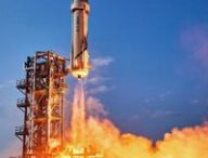 La fusée de Blue Origin. // Source : Blue Origin (modifiée avec Canva)