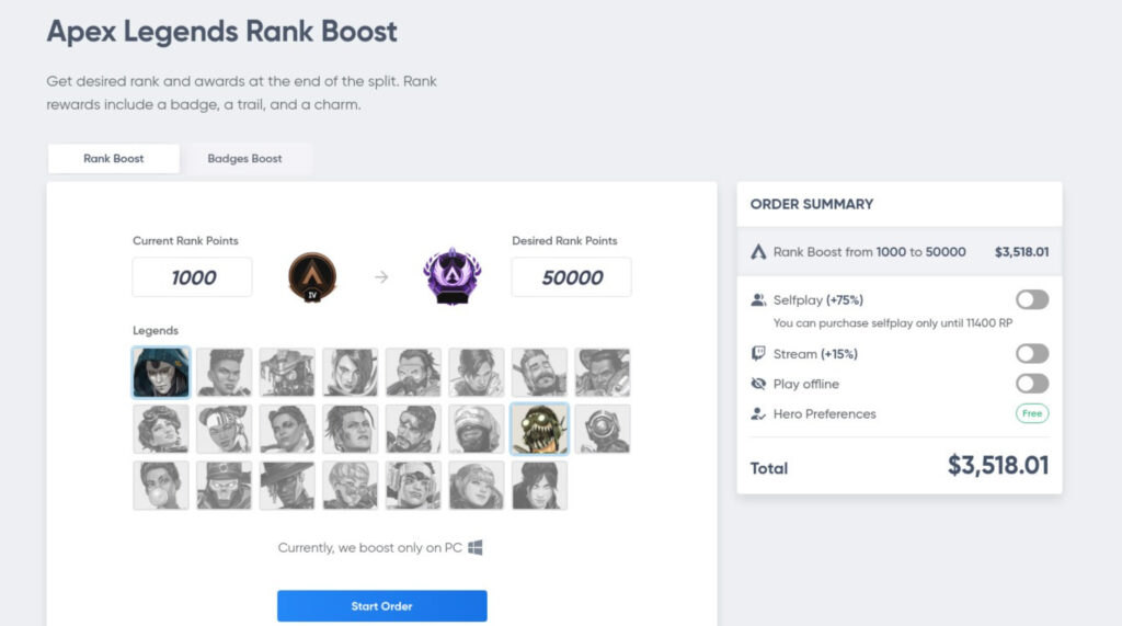 Une fausse page pour améliorer ses compétences dans Apex Legends. // Source : Kaspersky Une fausse page pour améliorer ses compétences dans Apex Legends. // Source : Kaspersky