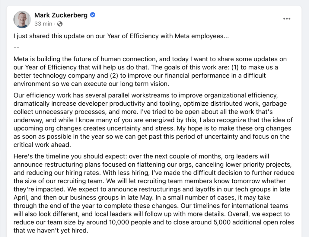 Sur Facebook, Mark Zuckerberg a publié une longue lettre sur sa décision? // Source : Facebook Sur Facebook, Mark Zuckerberg a publié une longue lettre sur sa décision? // Source : Facebook
