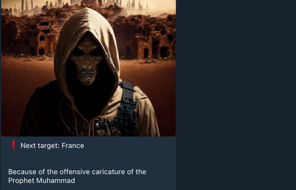 La revendication sur la chaine Telegram du collectif. // Source : Numerama La revendication sur la chaine Telegram du collectif. // Source : Numerama
