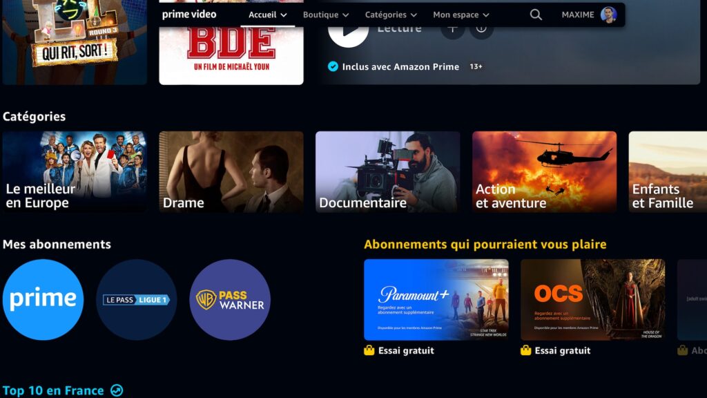 Le Pass Warner sur Amazon Prime Video // Source : Capture d'écran Le Pass Warner sur Amazon Prime Video // Source : Capture d'écran