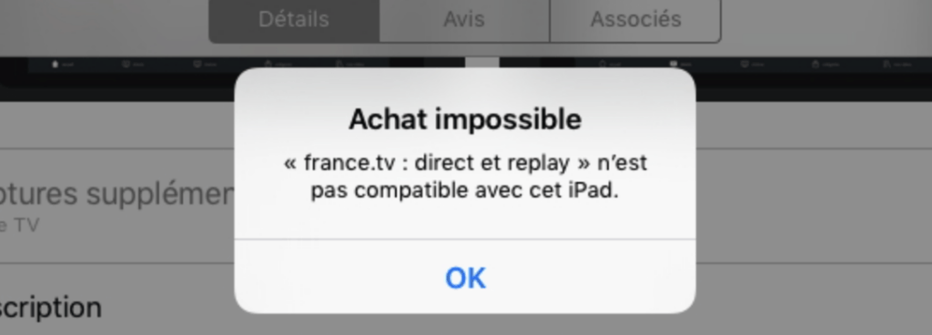 Exemple de message d'erreur d'incompatibilité. // Source : Forum MacG Exemple de message d'erreur d'incompatibilité. // Source : Forum MacG
