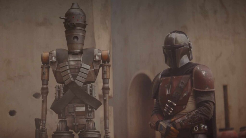 IG-11 et Din Djarin font équipe dans le 1er épisode de la saison 1 de The Mandalorian // Source : Disney+ IG-11 et Din Djarin font équipe dans le 1er épisode de la saison 1 de The Mandalorian // Source : Disney+