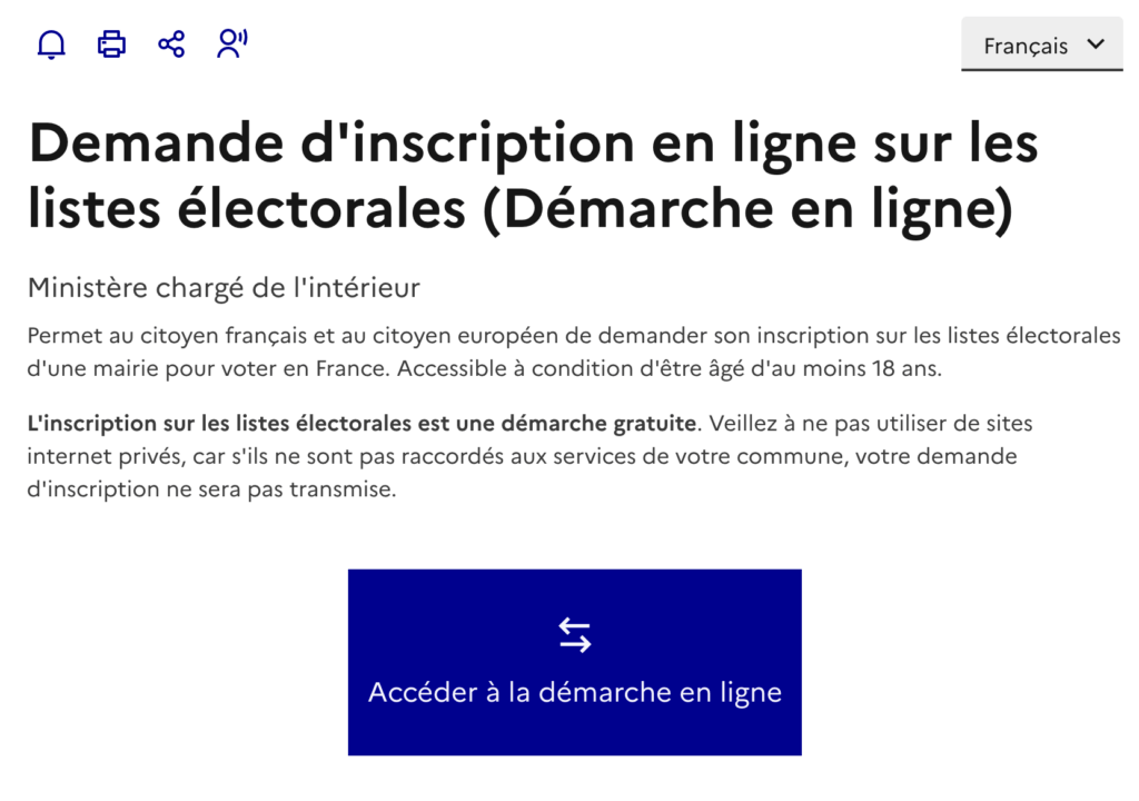 Le site pour s'inscrire sur les listes électorales // Source : Service Public Le site pour s'inscrire sur les listes électorales // Source : Service Public