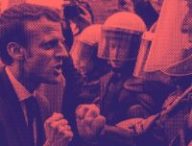 Une fausse photo d'Emmanuel Macron, créée par intelligence artificielle // Source : Reddit / Canva