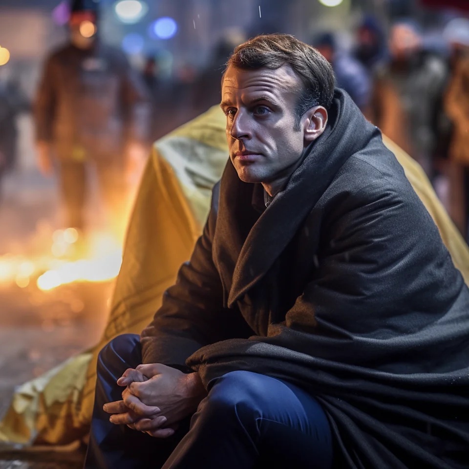 Ce n'est pas une vraie photo d'Emmanuel Macron, mais une image créée par intelligence artificielle // Source : Reddit Ce n'est pas une vraie photo d'Emmanuel Macron, mais une image créée par intelligence artificielle // Source : Reddit
