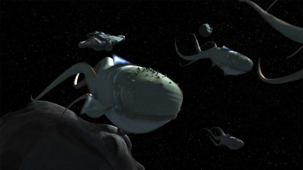 Des purrgils, visibles dans l'espace // Source : Star Wars Des purrgils, visibles dans l'espace // Source : Star Wars