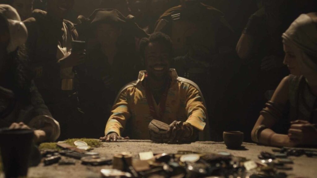La partie de sabacc entre Han Solo et Lando Calrissian // Source : Lucasfilm / Disney+ La partie de sabacc entre Han Solo et Lando Calrissian // Source : Lucasfilm / Disney+