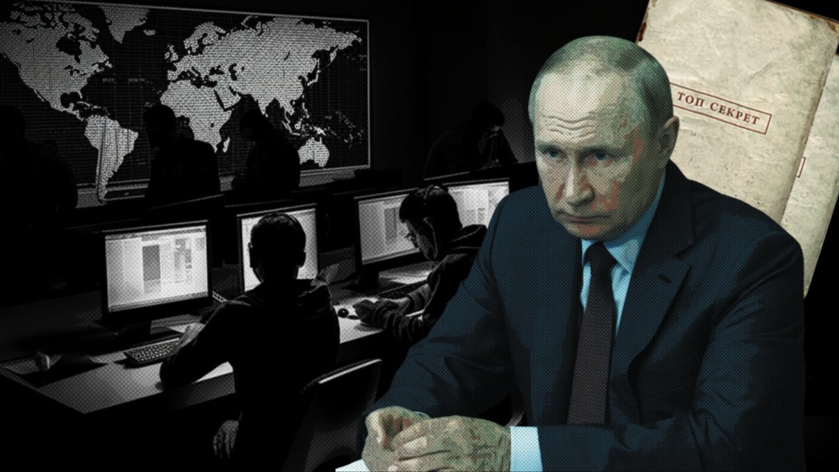 Les Vullkan Files révèlent des années de cyberattaques préparées par le Kremlin. // Source : Wikimedia Commons / Midjourney Les Vullkan Files révèlent des années de cyberattaques préparées par le Kremlin. // Source : Wikimedia Commons / Midjourney