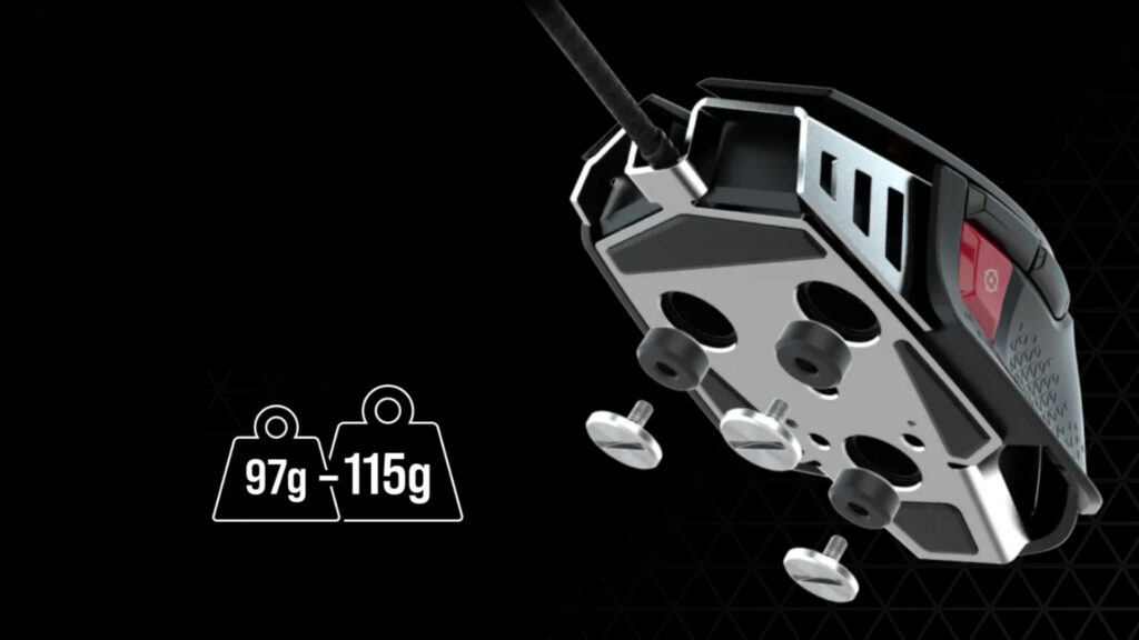 Plusieurs poids peuvent se rajouter à la M65 Ultra // Source : Corsair Plusieurs poids peuvent se rajouter à la M65 Ultra // Source : Corsair