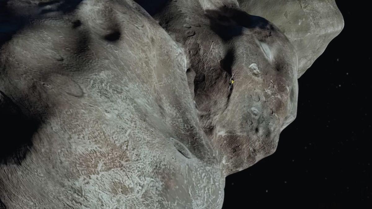 Vue d'artiste de la mission DART. // Source : YouTube Nasa Vue d'artiste de la mission DART. // Source : YouTube Nasa