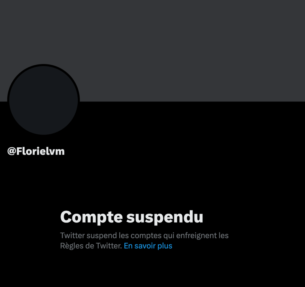 Le compte Twitter de Florie Marie n'est plus disponible // Source : Capture d'écran Numerama Le compte Twitter de Florie Marie n'est plus disponible // Source : Capture d'écran Numerama