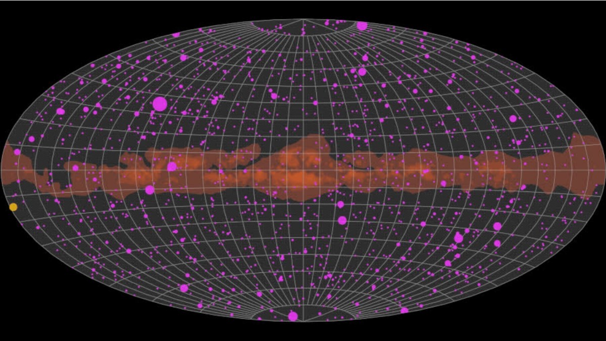 Carte de l'univers avec les rayons gamma visibles. // Source : Nasa Carte de l'univers avec les rayons gamma visibles. // Source : Nasa