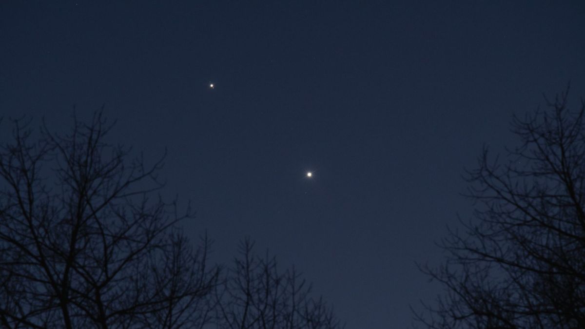 Vénus et Jupiter. // Source : Flickr/CC/Jürgen Mangelsdorf (photo recadrée) Vénus et Jupiter. // Source : Flickr/CC/Jürgen Mangelsdorf (photo recadrée)