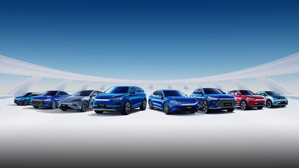 Gamme BYD de véhicules électrifiés (VE + PHEV) // Source : BYD Gamme BYD de véhicules électrifiés (VE + PHEV) // Source : BYD
